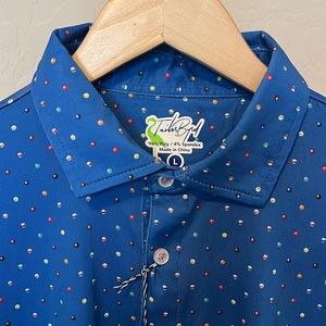 NWT TailorByrd Billiard Ball Performance Knit Short Sleeve Golf Polo Shirt.